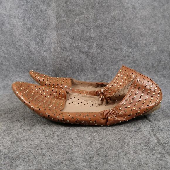 Steve Madden Shoes Womens 9 Ballet Flats Studs Perforated Brown Slip On Casual - Picture 4 of 12